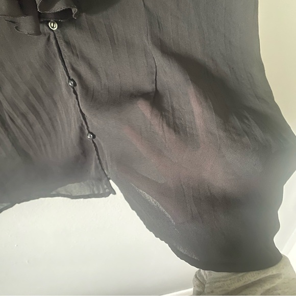 NY collection black blouse women’s size L eyelet ruffle lace mesh whimsygoth - Picture 8 of 8